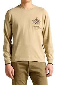 Aeronautica Militare TS2573-57646 Men’s Long-Sleeve Cotton T-Shirt Hazelnut