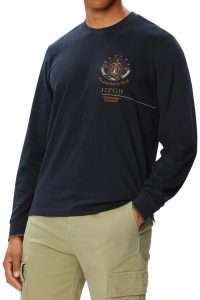 Aeronautica Militare TS2573-8184 Men’s Long-Sleeve Cotton T-Shirt Blu Navy