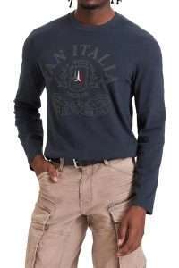 Aeronautica Militare TS2577-8184 Men’s P.A.N. Italia Frecce Tricolori Long-Sleeve T-Shirt Blu Navy